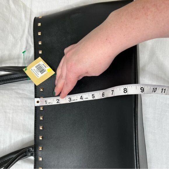 GAL Black Studded Nylon Footed Tote Bag With Gold Detailing & PVC Trim - Picture 6 of 10